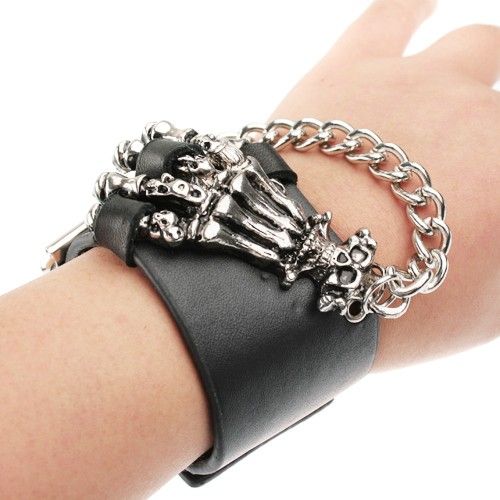 Bracelete de couro - Skull Hand